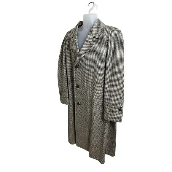 Weatherfield Wool Overcoat Mens Houndstooth Plaid Preppy City Old Money 90’s